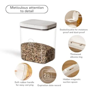 Pet Food Storage Container 5 lbs Airtight Dog/Cat Food Container with Measuring Cup, BPA Free, Rice & Flour Storage Container for Dog Treats and Cat Food (3 lbs), White