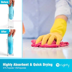 Orighty Cleaning Cloths 12x12 inch, Pack of 24, Highly Absorbent Microfiber Cleaning Supplies, Lint Free Cloths for Multiple-use, Powerful Clean Rags for House, Kitchen, Car Care (Multi-Color)