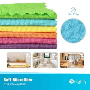 Orighty Cleaning Cloths 12x12 inch, Pack of 24, Highly Absorbent Microfiber Cleaning Supplies, Lint Free Cloths for Multiple-use, Powerful Clean Rags for House, Kitchen, Car Care (Multi-Color)