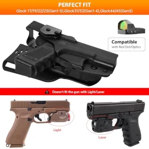 G19 Level 3 Retention Duty Holster for Glock 17,19,22,23,31,32,44,45.Law Enforcement Duty Holster, Adjustable Retention/Cant,Optic Ready,Kydex Duty Belt Gun Holster - Right Handed