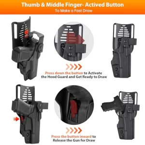 G19 Level 3 Retention Duty Holster for Glock 17,19,22,23,31,32,44,45.Law Enforcement Duty Holster, Adjustable Retention/Cant,Optic Ready,Kydex Duty Belt Gun Holster - Right Handed