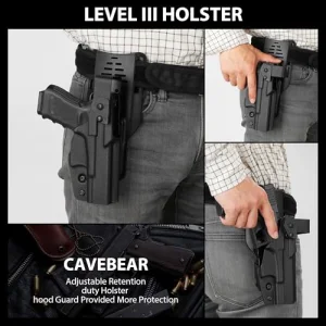 G19 Level 3 Retention Duty Holster for Glock 17,19,22,23,31,32,44,45.Law Enforcement Duty Holster, Adjustable Retention/Cant,Optic Ready,Kydex Duty Belt Gun Holster - Right Handed