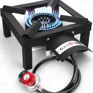 GasOne High Pressure Single Propane Burner - Outdoor Cooking with Heat Shield and Guard â Propane Burner Head for Camping, Tailgating, Seafood Boil, Home Brewing - Patent Pending
