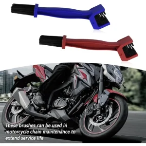 2PCS Motorcycle Chain Brush,Double-Ended Motorcycle Chain Cleaner with Three-Sided and Long Bristles,Universal Motorcycle Chain Cleaning Kit for Motorcycle Bicycle Mountain Bike (1