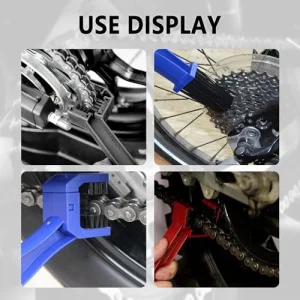 2PCS Motorcycle Chain Brush,Double-Ended Motorcycle Chain Cleaner with Three-Sided and Long Bristles,Universal Motorcycle Chain Cleaning Kit for Motorcycle Bicycle Mountain Bike (1