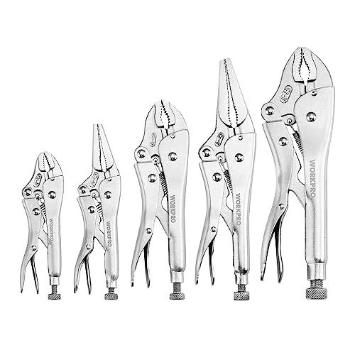 WORKPRO 5-Piece Locking Pliers Set, Pliers Tool Set, Vice Grips with Chrome-vana