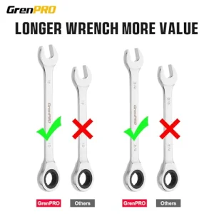 Ratcheting Wrench Set, Combination Wrench Set, 22-Piece SAE & Metric and Standard, 72Th Long Open End, 1/4