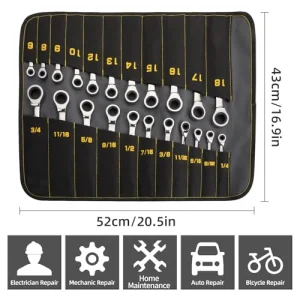 Ratcheting Wrench Set, Combination Wrench Set, 22-Piece SAE & Metric and Standard, 72Th Long Open End, 1/4