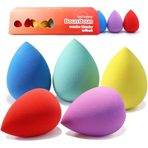 BEAKEY Makeup Sponge 5 Pcs Set, Latex-Free Boun Boun Beauty Sponge for Blending,