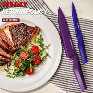 Astercook Knife Set, 12 Pcs Color-Coded Kitchen Knives Set, 6 Color Anti-Rust Coating Stainless Steel Chef Knife Sets with 6 Blade Guards Dishwasher Safe