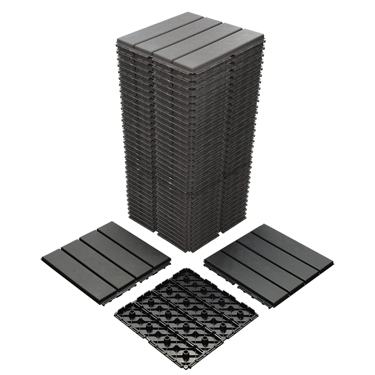 36 sq. ft Plastic Interlocking Deck Tiles, 36 Pack,12