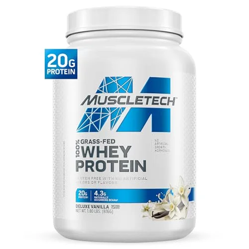 Muscletech Grass-Fed Whey Protein Powder (Deluxe Vanilla, 1.8LB) - Whey Protein 