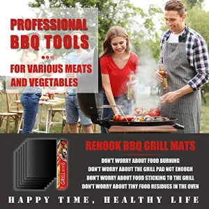 Renook Grill Mat Set of 6-100% Non-Stick Reusable