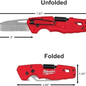Milwaukee FASTBACK Folding Utility Knife w/Blade Multifunctionality, Red-black