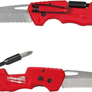 Milwaukee FASTBACK Folding Utility Knife w/Blade Multifunctionality, Red-black