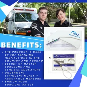 Disposable Skin Stapler (Suture Thread Alternative) with 55 Preloaded Wires Plus Stapler Remover Tool for Outdoor Camping Emergency Survival Demo, First Aid Field Emergency Practice Vet