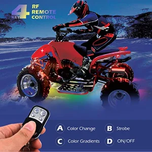 SHINIGHT 8 Pcs Motorcycle LED Light Kits, App Control Multicolor Waterproof Motorcycle LED Strip Lights with RF Remote, Music Sync & Multiple Scene Modes RGB LED Lights for