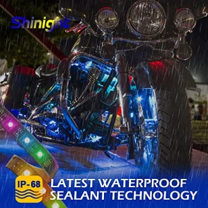 SHINIGHT 8 Pcs Motorcycle LED Light Kits, App Control Multicolor Waterproof Motorcycle LED Strip Lights with RF Remote, Music Sync & Multiple Scene Modes RGB LED Lights for