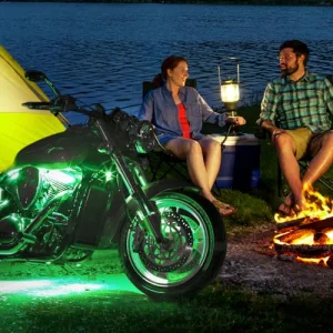 SHINIGHT 8 Pcs Motorcycle LED Light Kits, App Control Multicolor Waterproof Motorcycle LED Strip Lights with RF Remote, Music Sync & Multiple Scene Modes RGB LED Lights for