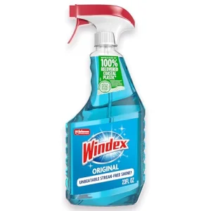 Windex Glass and Window Cleaner Spray Bottle, Packaging Designed to Prevent Leakage and Breaking, Surface Cleaning Spray, Original Blue Scent, 23 Fl Oz