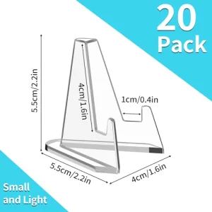Card Display Stand, 20 Pack Small Easel Stand, Acrylic Picture Holder Stands, for Challenge Coin Graded Card Sports Card Trading Card PSA Card Baseball Card (2.2 Inch Tall)