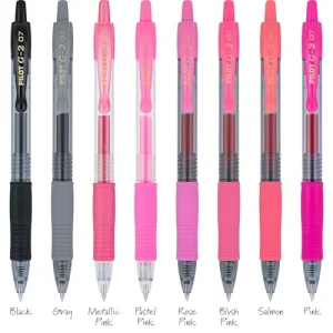 Pilot, G2 Premium Gel Roller Pens, G2 Boost Pink Pack, The Colors of Optimism, 8 Pack Pouch, Fine Point 0.7 mm, Assorted