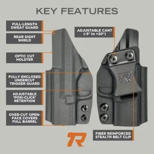 Rounded IWB Holster - Inside Waistband Concealed Carry, American Made, Concealment Express, Black Kydex, Optics Ready, Fits: