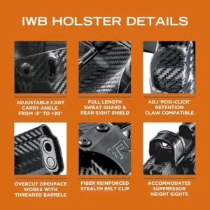Rounded IWB Holster - Inside Waistband Concealed Carry, American Made, Concealment Express, Black Kydex, Optics Ready, Fits: