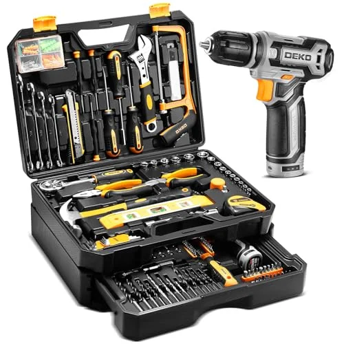Tool Kit Box Drill Setï¼DEKOPRO Home Mechanic Toolbox with 12V Power Cordles