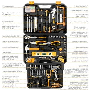Tool Kit Box Drill Setï¼DEKOPRO Home Mechanic Toolbox with 12V Power Cordless Drill Hand Repair Tools Sets Combo Kits Storage Organizer Drawer Case for Men