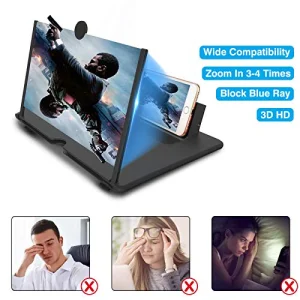 14 inch Screen Magnifier for Cell phone 3D Magnifier Screen Enlarger for Movies,Videos,Reading,Gaming-Screen Amplifie with Foldable Phone Stand Holder.Compatible