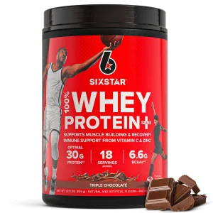 Six Star Whey Protein Powder Plus - Muscle Building & Recovery Formula with Whey Isolate Powder, BCAAs, 30g Protein, Immune Support - Post-Workout Supplement - Triple Chocolate, 1.8