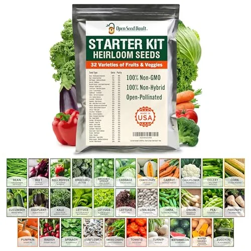 Open Seed Vault 15,000 Non GMO Heirloom Vegetable Seeds for Planting Vegetables 