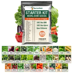 Open Seed Vault 15,000 Non GMO Heirloom Vegetable Seeds for Planting Vegetables and Fruits - 32 Variety Pack of Vegetable Seeds for Gardening, Survival Gear, Seed Vault Emergency Supplies