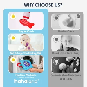hahaland Toddler Toys Montessori Toys for 1 Year Old Boy Girl Birthday Gift, 10 in 1 Cloth Fishing Game with Stacking Cups- Number Counting, Color Sorting, Shape Learning 1 Year Old Girl Boy Gifts