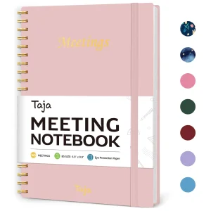 Meeting Notebook for Work Organization - Work Planner Notebook with Action Items, Agenda Planner for Note Taking, 160 Pages (6.9