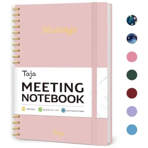 Meeting Notebook for Work Organization - Work Planner Notebook with Action Items, Agenda Planner for Note Taking, 160 Pages (6.9