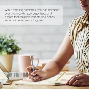Meeting Notebook for Work Organization - Work Planner Notebook with Action Items, Agenda Planner for Note Taking, 160 Pages (6.9