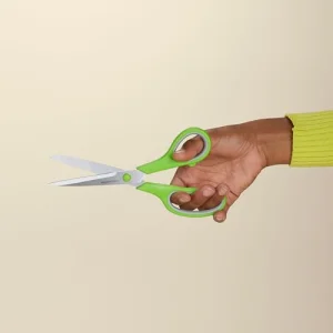 Amazon Basics Stainless Steel Scissors for Office, Crafts, Multipurpose, Sharp, Comfort Grip, PVD Coated, 3 Pack, Multicolor