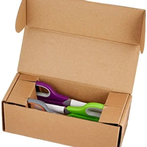 Amazon Basics Stainless Steel Scissors for Office, Crafts, Multipurpose, Sharp, Comfort Grip, PVD Coated, 3 Pack, Multicolor