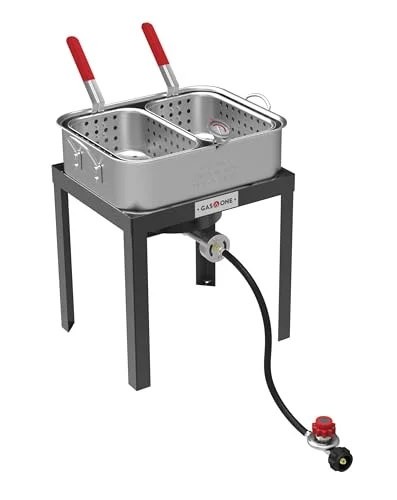 Gas One Double Fryer with 2 Baskets Propane Burners for Outdoor Cooking â H