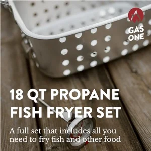 Gas One Double Fryer with 2 Baskets Propane Burners for Outdoor Cooking â Heavy Duty 18Qt Aluminum Pot Outdoor Deep Fryer with Cast Iron Burner â Propane Deep Fryer with Thermometer