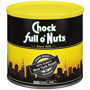 Chock Full oâNuts New York Roast, Dark Roast Ground Coffee â Gourmet Arabica Coffee Beans â Bold, Full-Bodied and Intense Coffee (23 Oz. Can)