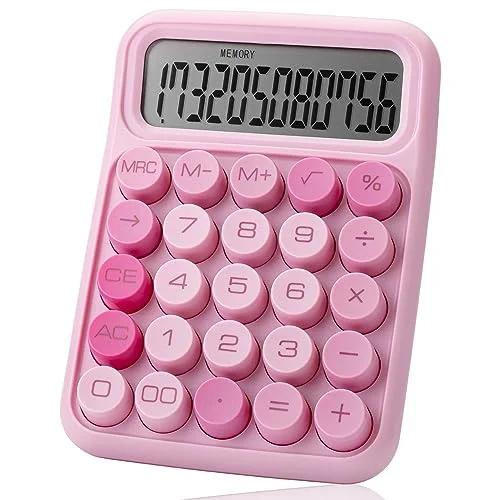 Mr. Pen Mechanical Switch Calculator - 12 Digit Large LCD Display, Pink with Big