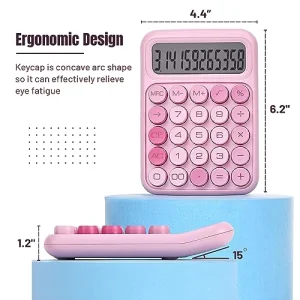 Mr. Pen Mechanical Switch Calculator - 12 Digit Large LCD Display, Pink with Big Buttons