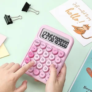 Mr. Pen Mechanical Switch Calculator - 12 Digit Large LCD Display, Pink with Big Buttons