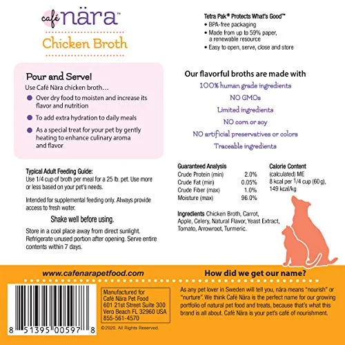 CafÃ© Nara Chicken Broth Meal Topper for Dogs and Cats - 1.1 lbs.