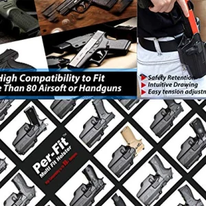 Universal Gun Holster, Open Belt Carry Holsters Fit 80+ Pistols, OWB Tactical Holster for Glock/Sig Sauer/CZ/Ruger/Springfield Armory/Beretta/Smith & Wesson/1911/Taurus, 360Â° Adjustable -