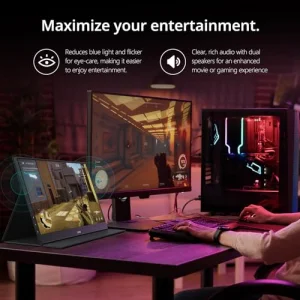 MNN Portable Monitor 15.6inch FHD 1080P USB C HDMI Gaming Ultra-Slim IPS Display w/Smart Cover & Speakers,HDR Plug&Play, External Monitor for Laptop PC Phone Mac (15.6''