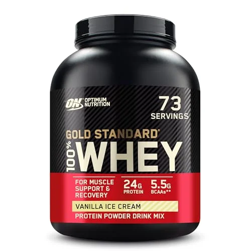 Optimum Nutrition Gold Standard 100% Whey Protein Powder, Vanilla Ice Cream, 5 P